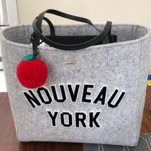 New with tags Kate Spade grey felt tote bag